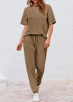 PRETTYGARDEN Women's Two Piece Lounge Sets Spring Summer Jogger Pants Vacation Outfits Travel Airplane Matching Clothes