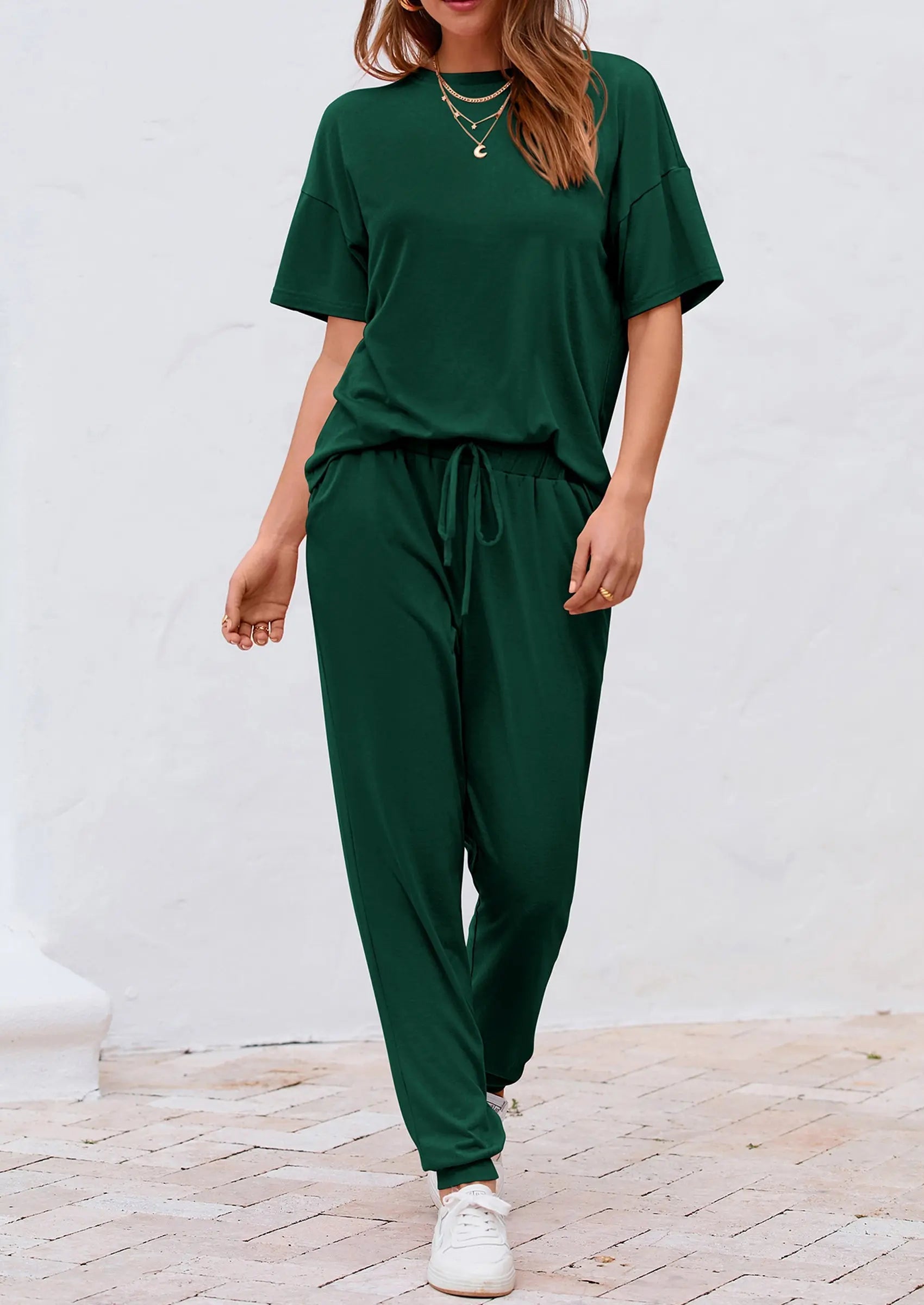 PRETTYGARDEN Women's Two Piece Lounge Sets Spring Summer Jogger Pants Vacation Outfits Travel Airplane Matching Clothes