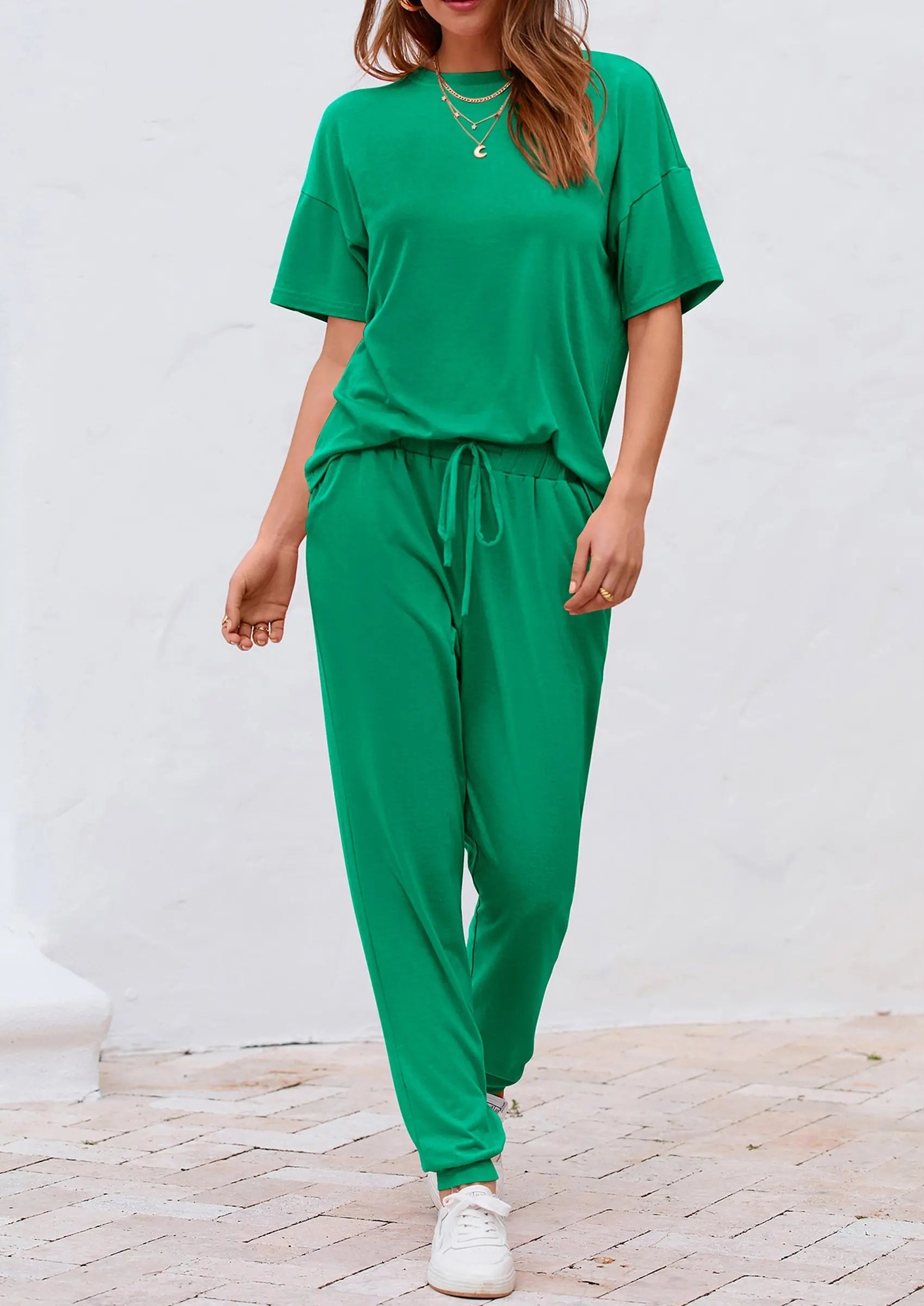 PRETTYGARDEN Women's Two Piece Lounge Sets Spring Summer Jogger Pants Vacation Outfits Travel Airplane Matching Clothes