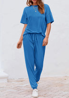 PRETTYGARDEN Women's Two Piece Lounge Sets Spring Summer Jogger Pants Vacation Outfits Travel Airplane Matching Clothes