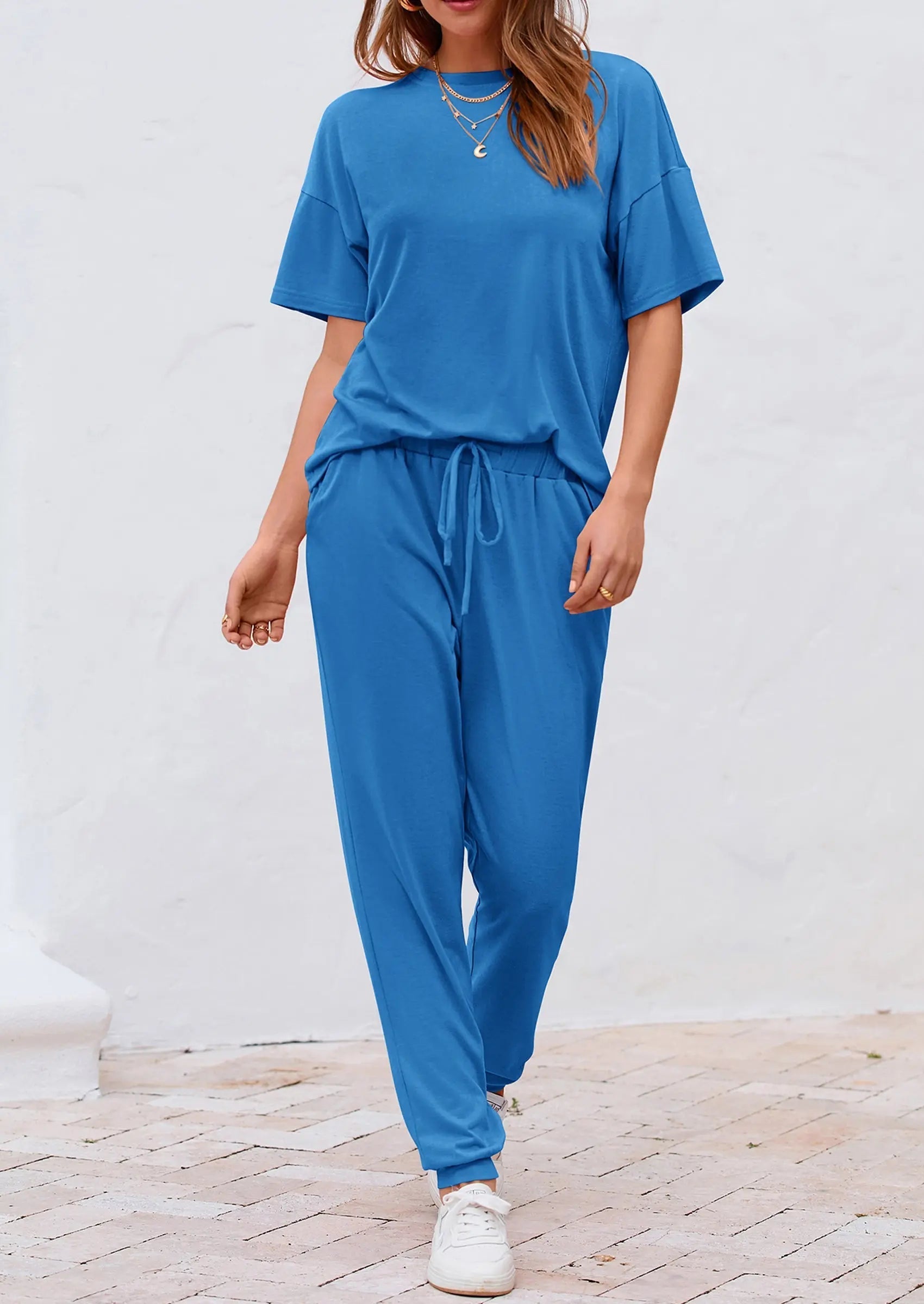 PRETTYGARDEN Women's Two Piece Lounge Sets Spring Summer Jogger Pants Vacation Outfits Travel Airplane Matching Clothes