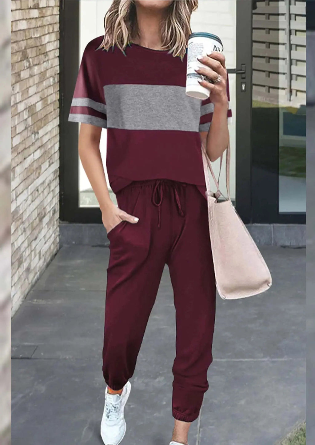 PRETTYGARDEN Women's Two Piece Lounge Sets Spring Summer Jogger Pants Vacation Outfits Travel Airplane Matching Clothes