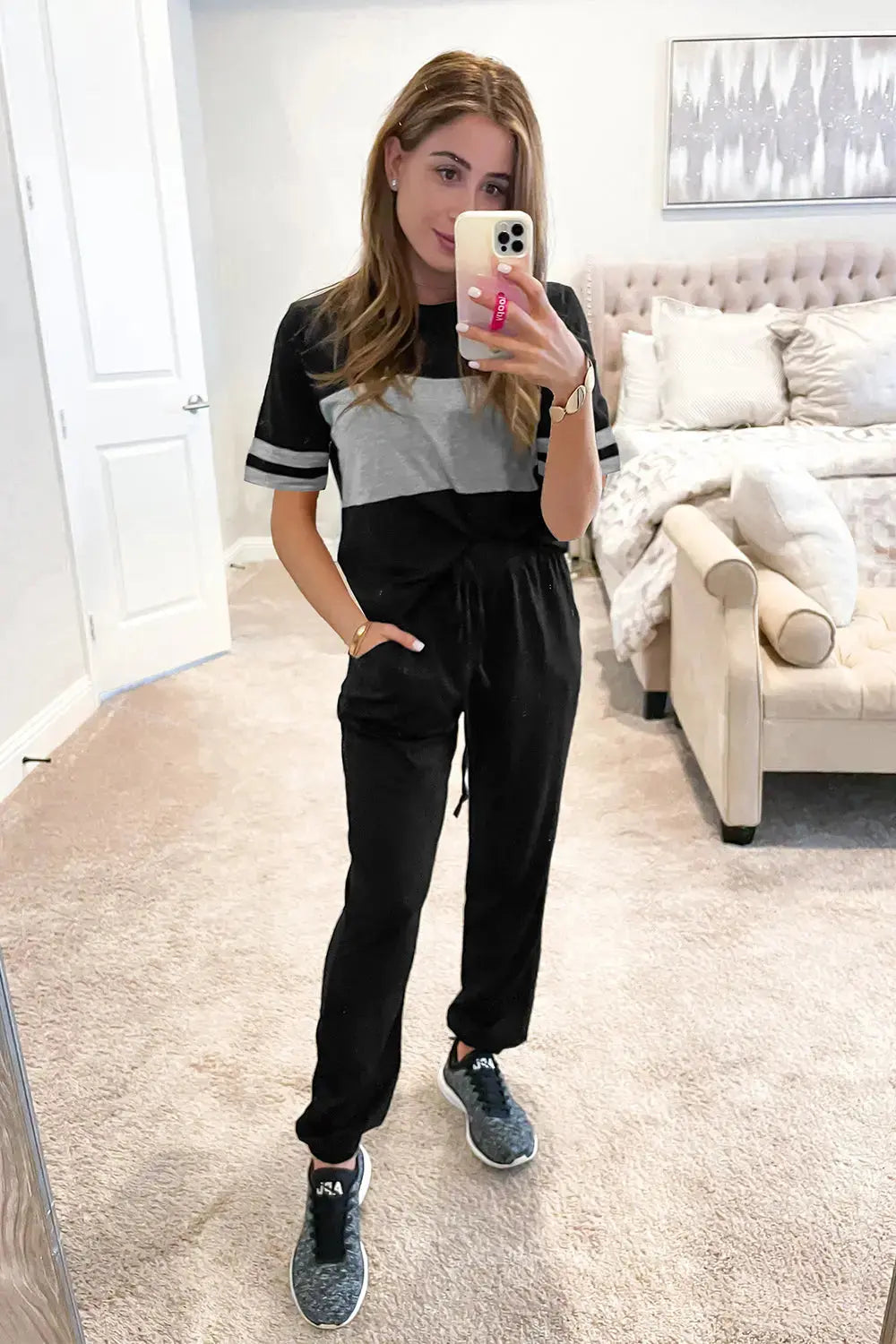 PRETTYGARDEN Women's Two Piece Lounge Sets Spring Summer Jogger Pants Vacation Outfits Travel Airplane Matching Clothes