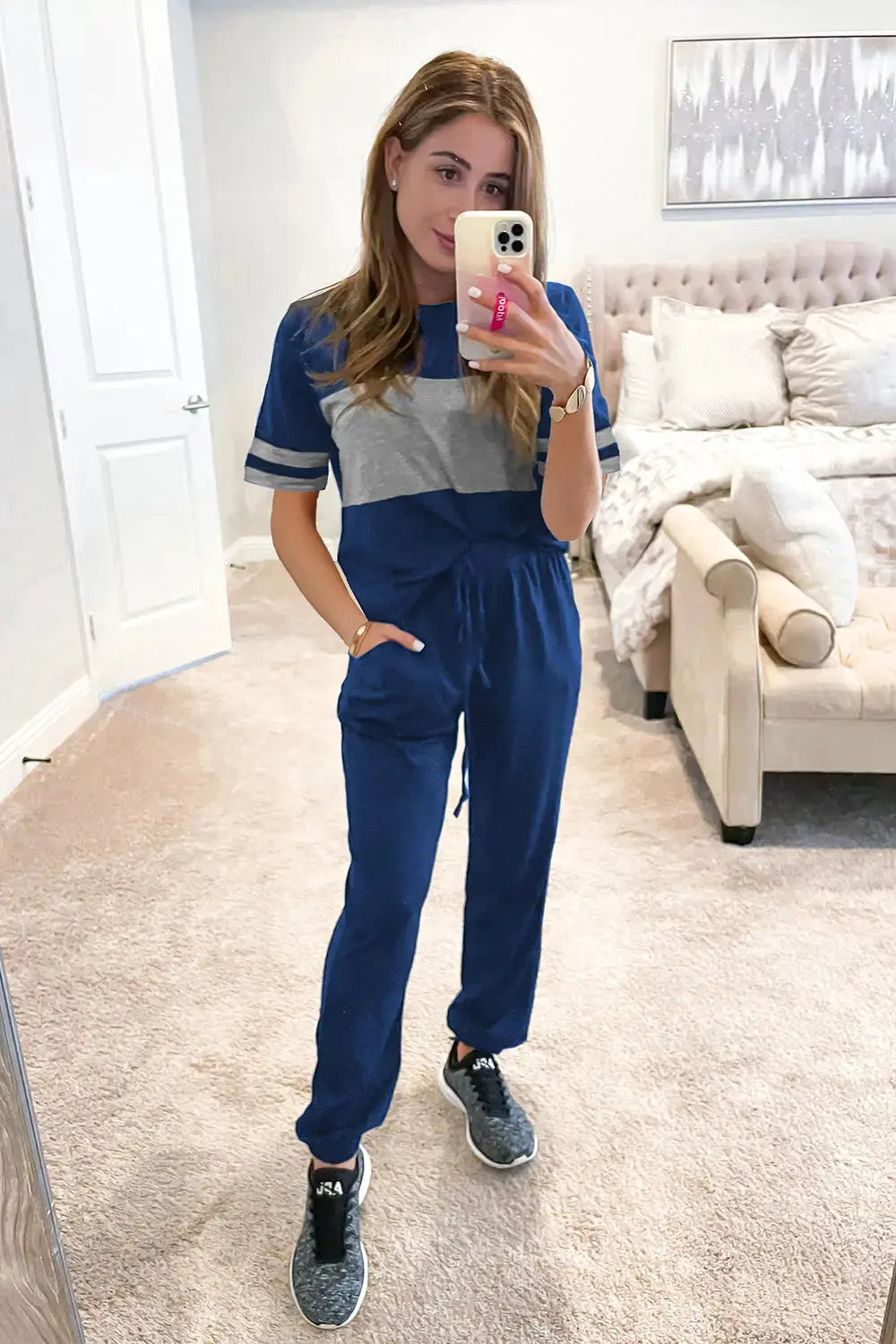 PRETTYGARDEN Women's Two Piece Lounge Sets Spring Summer Jogger Pants Vacation Outfits Travel Airplane Matching Clothes