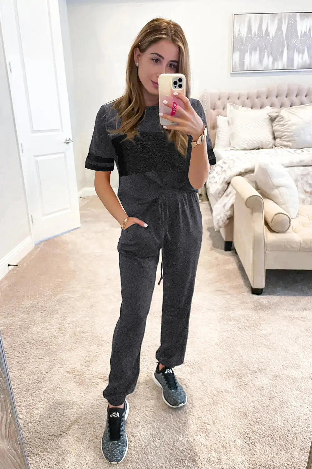 PRETTYGARDEN Women's Two Piece Lounge Sets Spring Summer Jogger Pants Vacation Outfits Travel Airplane Matching Clothes