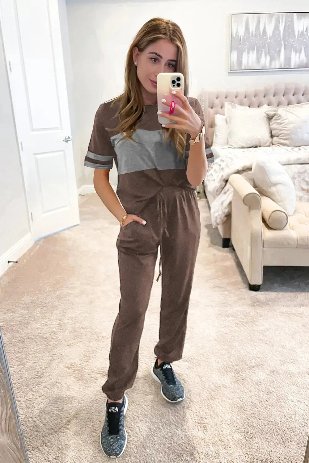 PRETTYGARDEN Women's Two Piece Lounge Sets Spring Summer Jogger Pants Vacation Outfits Travel Airplane Matching Clothes