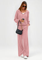 PRETTYGARDEN Women's 2 Piece Fall Lounge Sets Zip Up Hoodie Wide Leg Pants Tracksuit Matching Travel Outfits Clothes