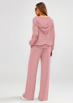 PRETTYGARDEN Women's 2 Piece Fall Lounge Sets Zip Up Hoodie Wide Leg Pants Tracksuit Matching Travel Outfits Clothes