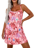 PRETTYGARDEN Women's Summer Dresses Casual Print Spaghetti Strap Sleeveless Sundress Beach Vacation Cover Ups