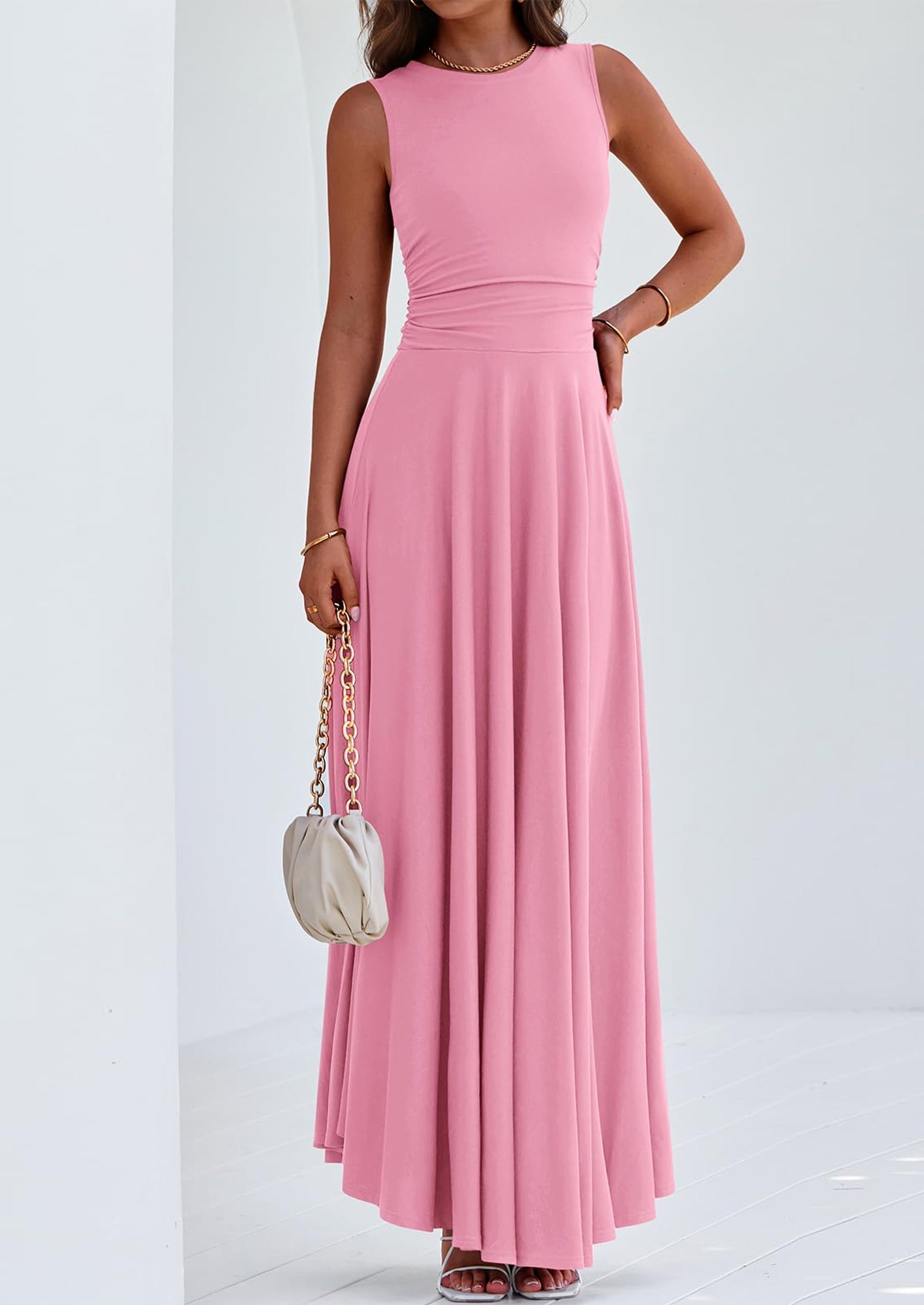 PRETTYGARDEN Womens Spring Dresses Casual Sleeveless Crewneck Aline Maxi Dress Stretch Tank Flowy Long Dresses