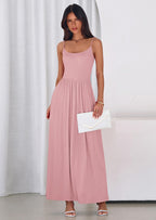 PRETTYGARDEN Womens Spaghetti Strap Maxi Dresses Sleeveless Summer Dress Long Casual Knit Flowy Beach Sundresses with Pockets