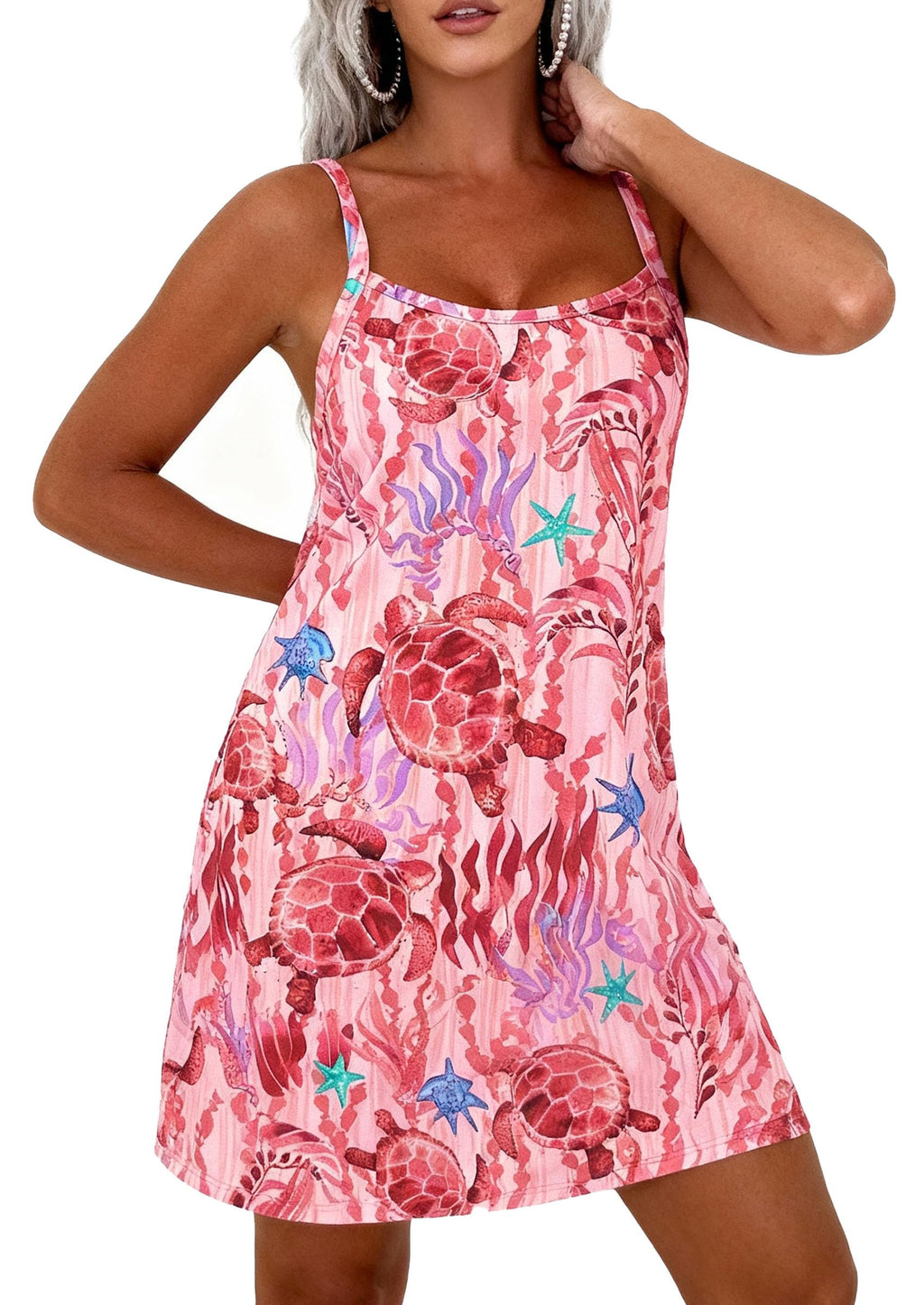 PRETTYGARDEN Women's Summer Dresses Casual Print Spaghetti Strap Sleeveless Sundress Beach Vacation Cover Ups