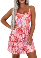 PRETTYGARDEN Women's Summer Dresses Casual Print Spaghetti Strap Sleeveless Sundress Beach Vacation Cover Ups