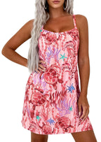 PRETTYGARDEN Women's Summer Dresses Casual Print Spaghetti Strap Sleeveless Sundress Beach Vacation Cover Ups