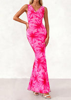 PRETTYGARDEN Women's Summer Cowl Neck Floral Maxi Dress Sleeveless Bodycon Beach Vacation Long Party Wedding Guest Dresses