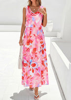 PRETTYGARDEN Womens Summer Floral Maxi Dresses Spring Sleeveless Cowl Neck Flowy Beach Vacation Wedding Guest Long Dress