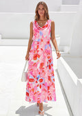 PRETTYGARDEN Womens Summer Floral Maxi Dresses Spring Sleeveless Cowl Neck Flowy Beach Vacation Wedding Guest Long Dress