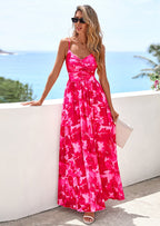 PRETTYGARDEN Women's Floral Maxi Dress Summer Outfits Spaghetti Strap Flowy Long Sundress Beach Vacation Boho Dresses