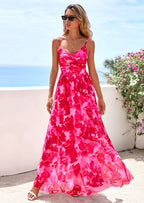PRETTYGARDEN Women's Floral Maxi Dress Summer Outfits Spaghetti Strap Flowy Long Sundress Beach Vacation Boho Dresses