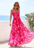 PRETTYGARDEN Women's Floral Maxi Dress Summer Outfits Spaghetti Strap Flowy Long Sundress Beach Vacation Boho Dresses