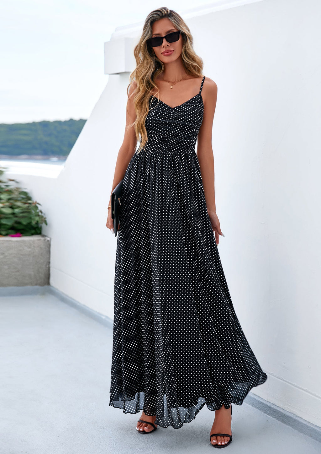PRETTYGARDEN Women's Floral Maxi Dress Summer Outfits Spaghetti Strap Flowy Long Sundress Beach Vacation Boho Dresses