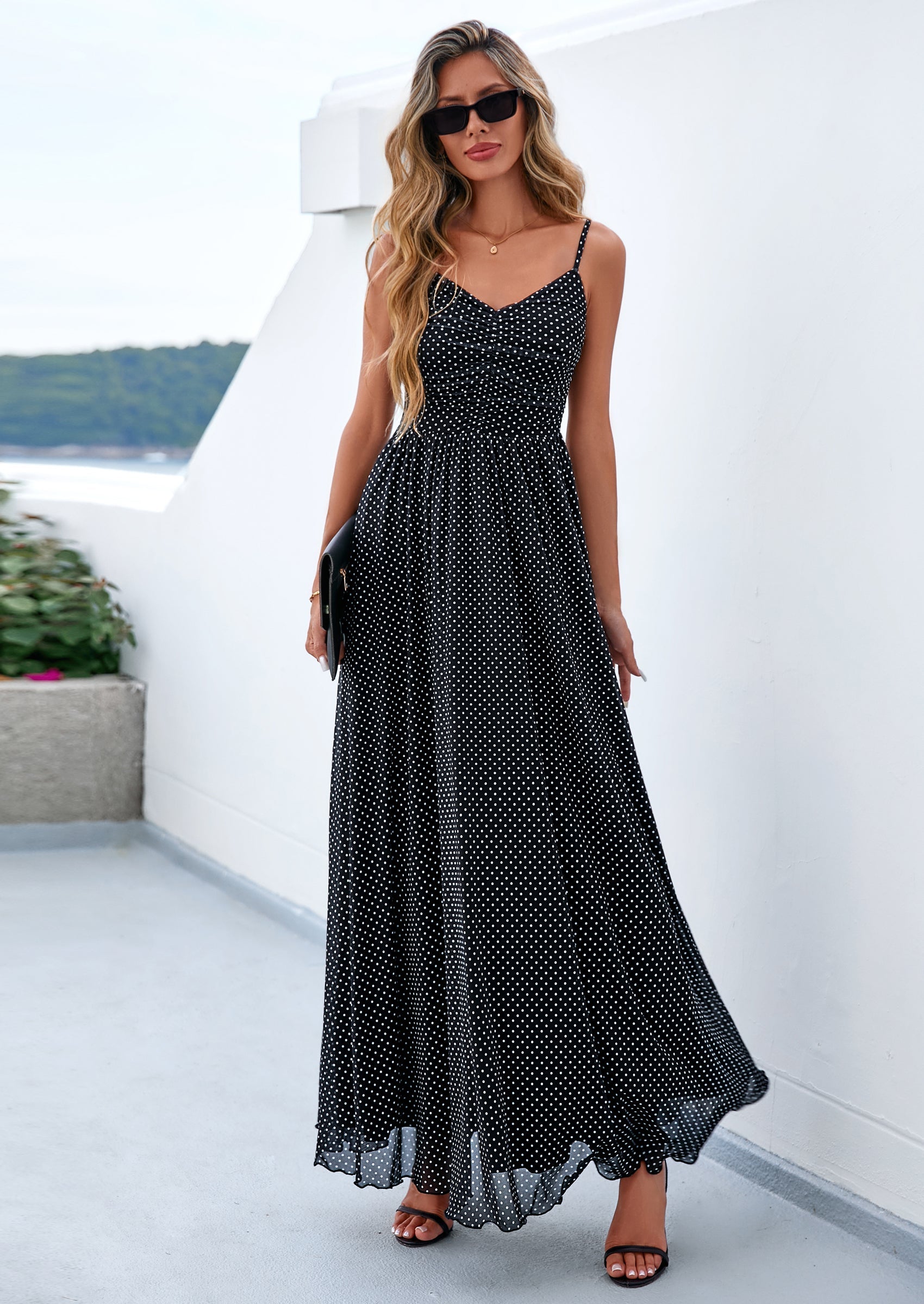 PRETTYGARDEN Women's Floral Maxi Dress Summer Outfits Spaghetti Strap Flowy Long Sundress Beach Vacation Boho Dresses