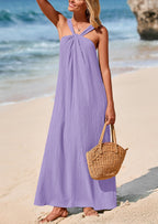 PRETTYGARDEN Womens Casual Long Summer Dresses Sleeveless Strappy Loose Flowy Beach Vacation Maxi Dress with Pockets