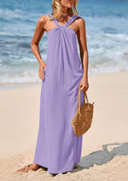 PRETTYGARDEN Womens Casual Long Summer Dresses Sleeveless Strappy Loose Flowy Beach Vacation Maxi Dress with Pockets