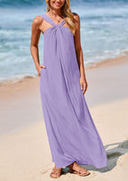 PRETTYGARDEN Womens Casual Long Summer Dresses Sleeveless Strappy Loose Flowy Beach Vacation Maxi Dress with Pockets