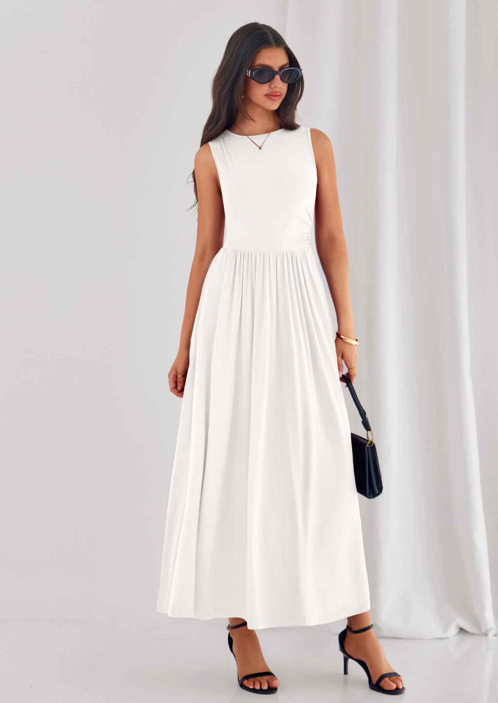 PRETTYGARDEN Summer Maxi Dresses for Women Sleeveless A Line Flowy Long Casual Sundress Wedding Guest Fashion Clothing