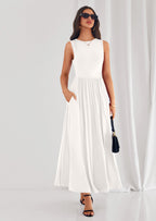PRETTYGARDEN Summer Maxi Dresses for Women Sleeveless A Line Flowy Long Casual Sundress Wedding Guest Fashion Clothing