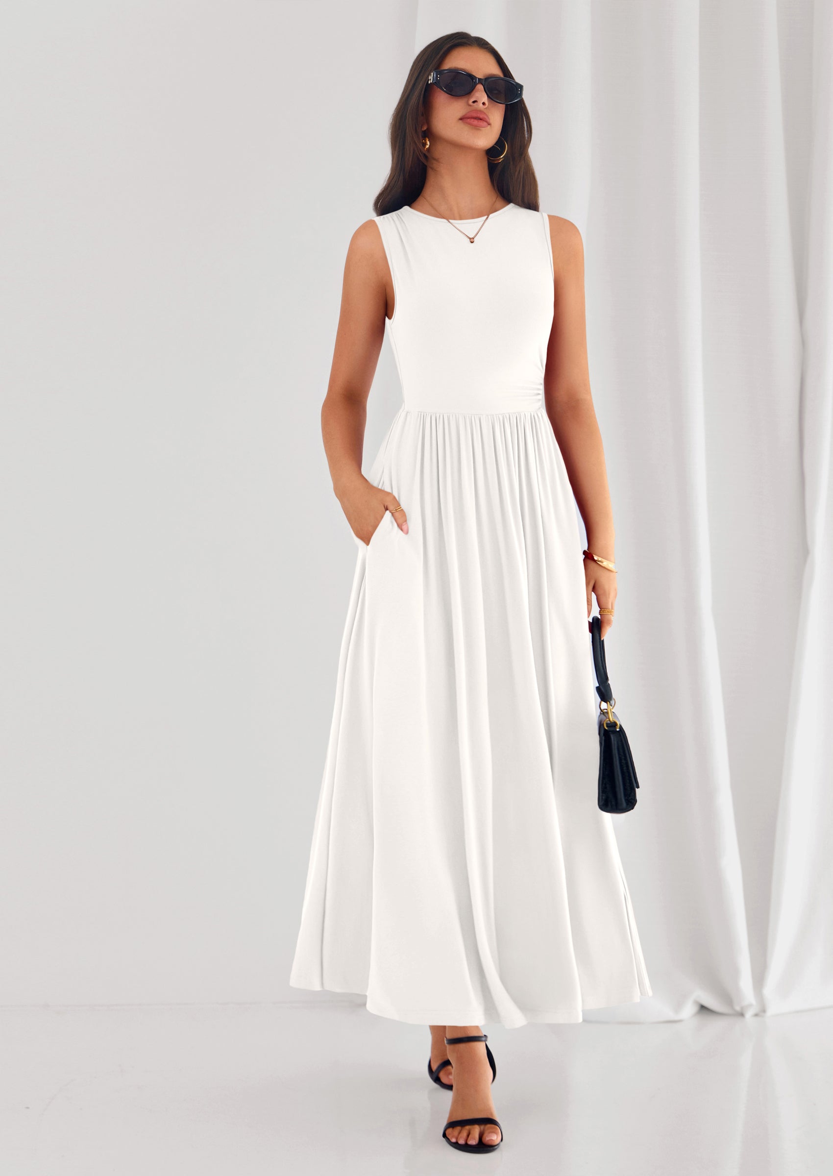 PRETTYGARDEN Summer Maxi Dresses for Women Sleeveless A Line Flowy Long Casual Sundress Wedding Guest Fashion Clothing