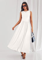 PRETTYGARDEN Summer Maxi Dresses for Women Sleeveless A Line Flowy Long Casual Sundress Wedding Guest Fashion Clothing