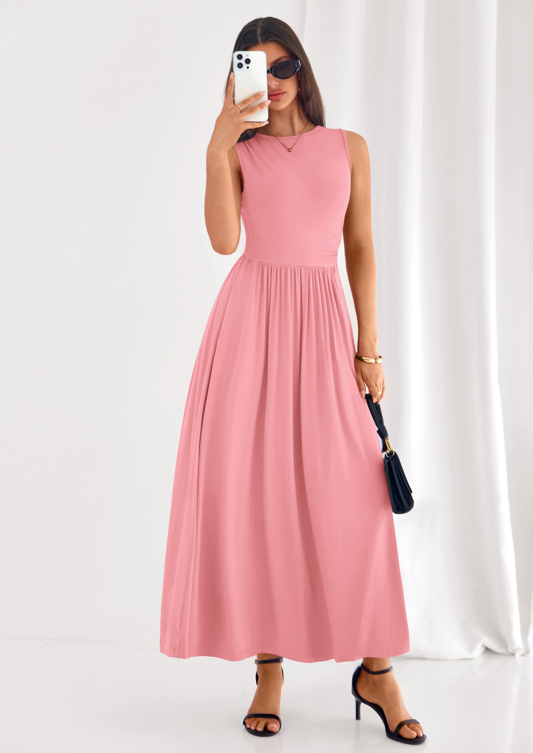 PRETTYGARDEN Summer Maxi Dresses for Women Sleeveless A Line Flowy Long Casual Sundress Wedding Guest Fashion Clothing