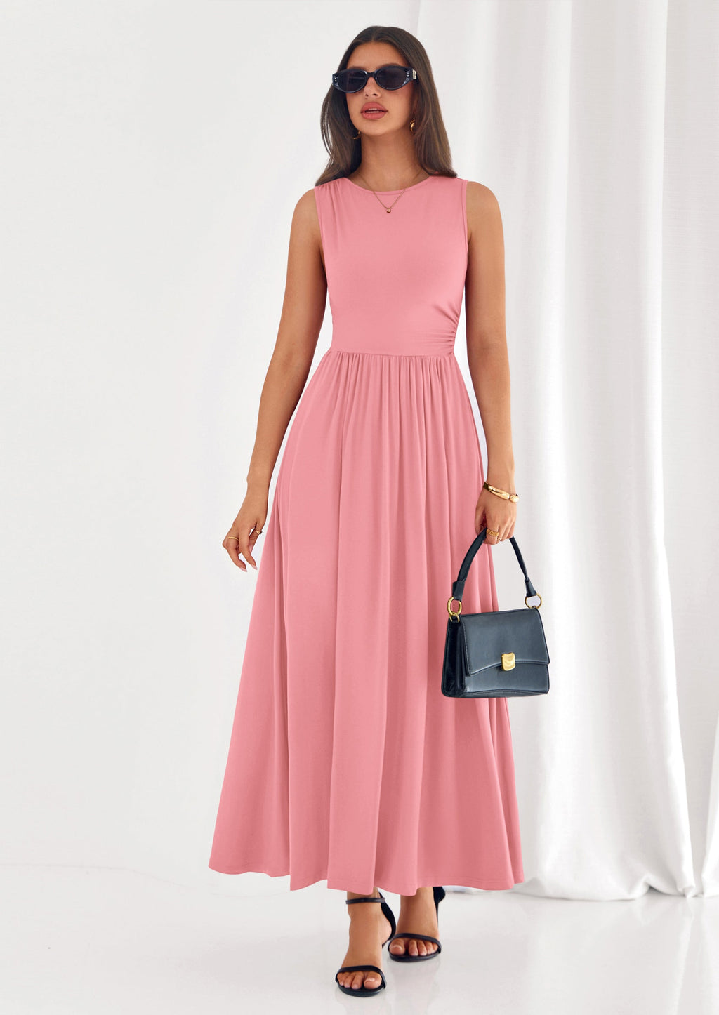 PRETTYGARDEN Summer Maxi Dresses for Women Sleeveless A Line Flowy Long Casual Sundress Wedding Guest Fashion Clothing
