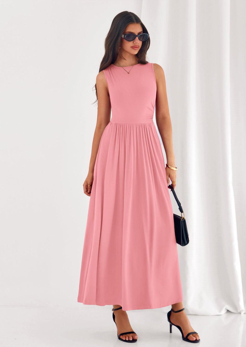PRETTYGARDEN Summer Maxi Dresses for Women Sleeveless A Line Flowy Long Casual Sundress Wedding Guest Fashion Clothing
