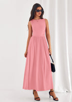 PRETTYGARDEN Summer Maxi Dresses for Women Sleeveless A Line Flowy Long Casual Sundress Wedding Guest Fashion Clothing