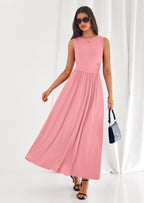 PRETTYGARDEN Summer Maxi Dresses for Women Sleeveless A Line Flowy Long Casual Sundress Wedding Guest Fashion Clothing