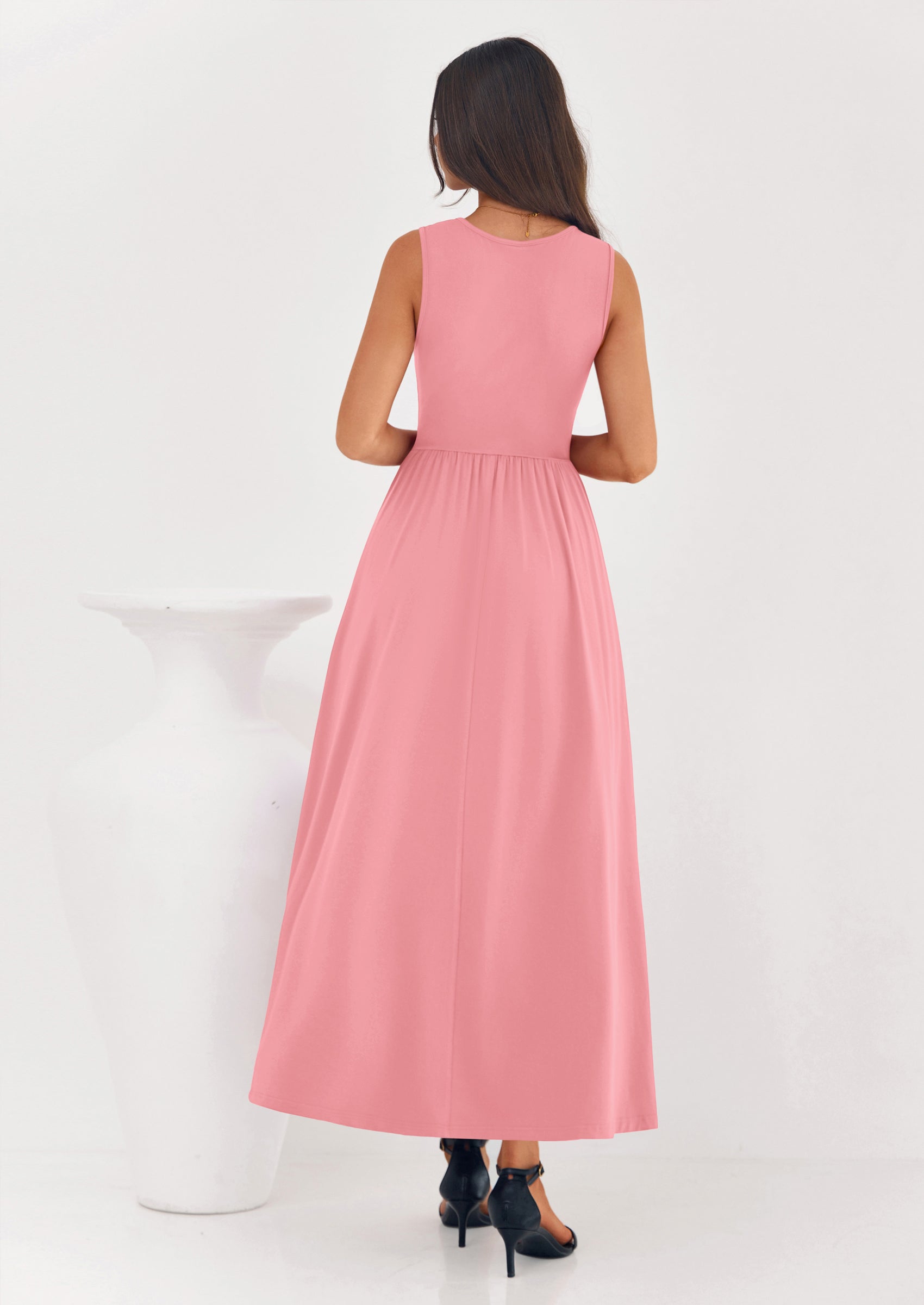 PRETTYGARDEN Summer Maxi Dresses for Women Sleeveless A Line Flowy Long Casual Sundress Wedding Guest Fashion Clothing