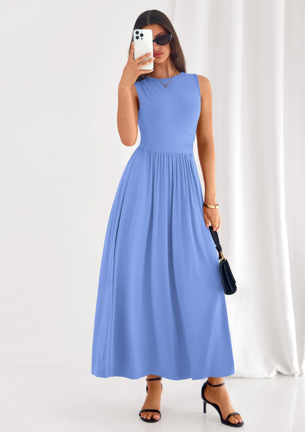 PRETTYGARDEN Summer Maxi Dresses for Women Sleeveless A Line Flowy Long Casual Sundress Wedding Guest Fashion Clothing