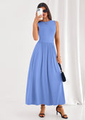 PRETTYGARDEN Summer Maxi Dresses for Women Sleeveless A Line Flowy Long Casual Sundress Wedding Guest Fashion Clothing