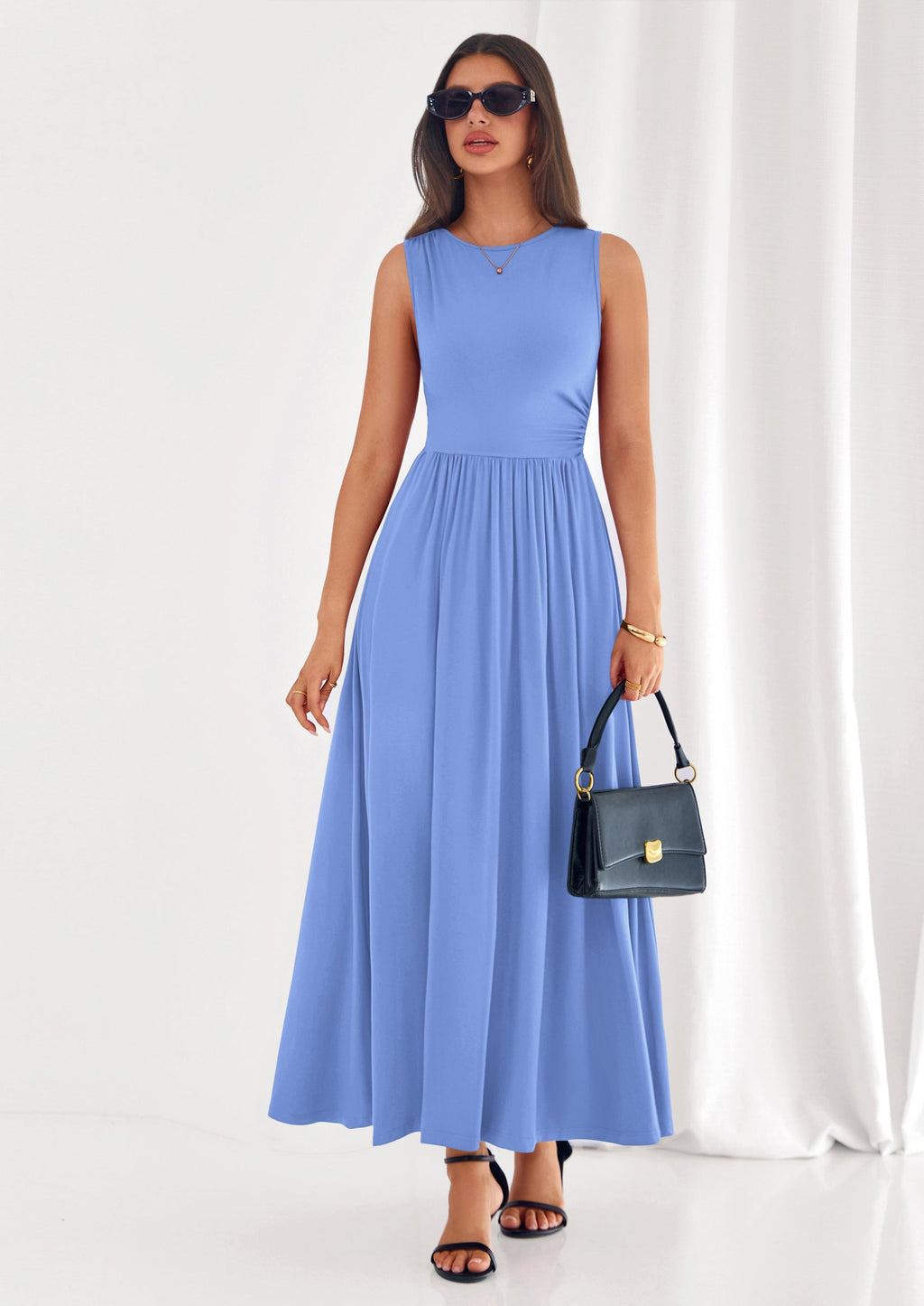PRETTYGARDEN Summer Maxi Dresses for Women Sleeveless A Line Flowy Long Casual Sundress Wedding Guest Fashion Clothing