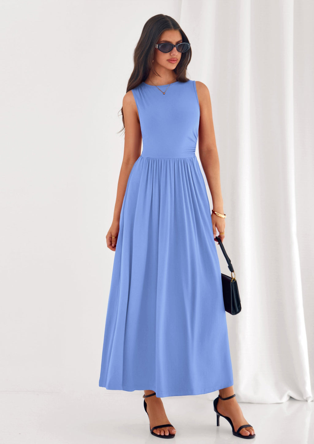 PRETTYGARDEN Summer Maxi Dresses for Women Sleeveless A Line Flowy Long Casual Sundress Wedding Guest Fashion Clothing