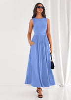 PRETTYGARDEN Summer Maxi Dresses for Women Sleeveless A Line Flowy Long Casual Sundress Wedding Guest Fashion Clothing