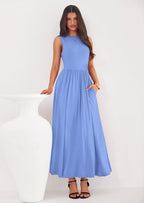 PRETTYGARDEN Summer Maxi Dresses for Women Sleeveless A Line Flowy Long Casual Sundress Wedding Guest Fashion Clothing