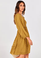 BTFBM Womens Long Sleeve Dress Vacation Square Neck Smocked Floral Swiss Dot Mini Boho Spring Wedding Guest Dresses