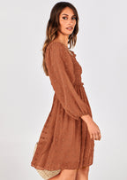 BTFBM Womens Long Sleeve Dress Vacation Square Neck Smocked Floral Swiss Dot Mini Boho Spring Wedding Guest Dresses