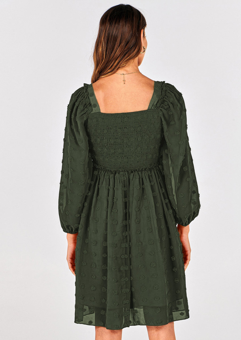 BTFBM Womens Long Sleeve Dress Vacation Square Neck Smocked Floral Swiss Dot Mini Boho Spring Wedding Guest Dresses