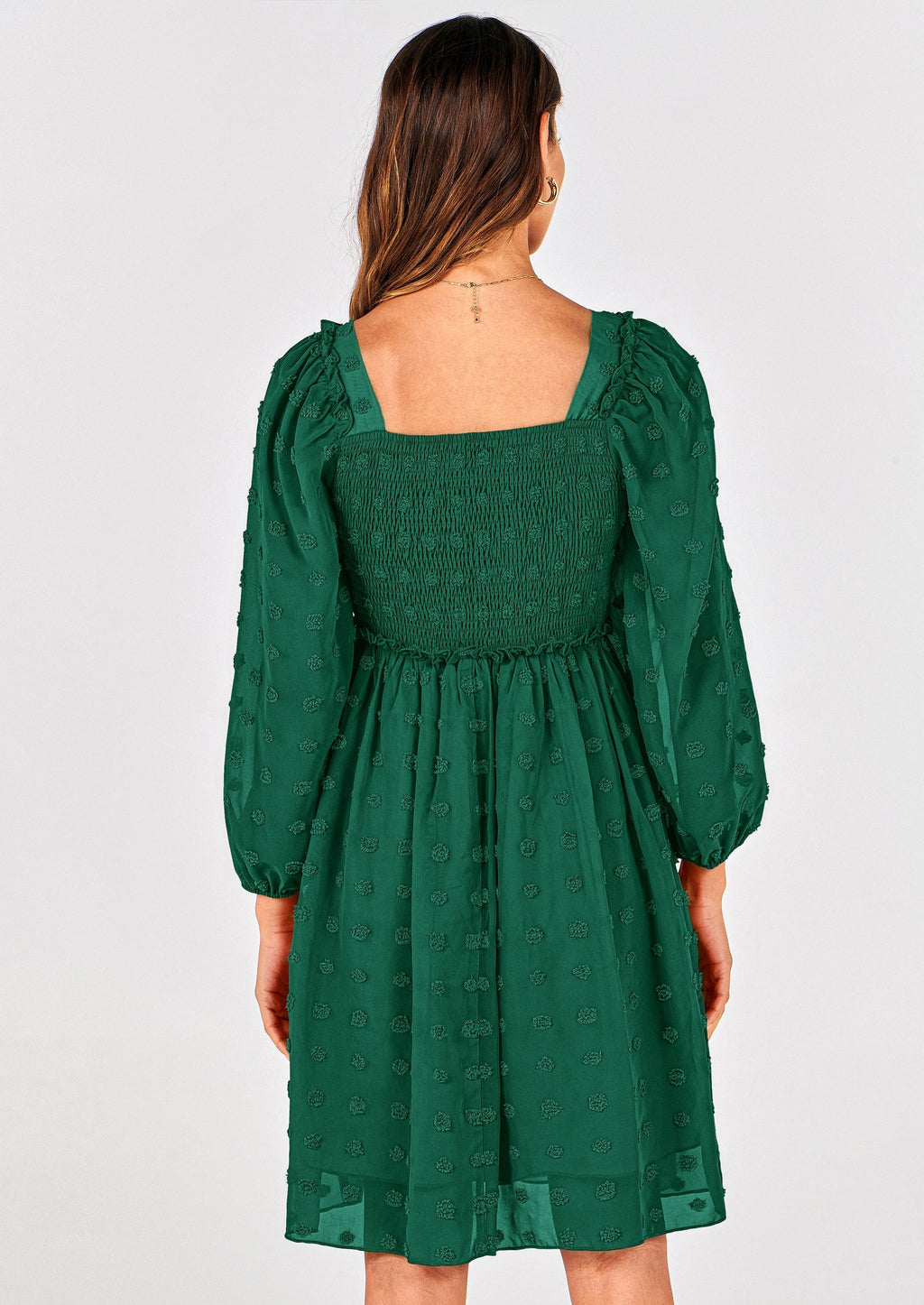 BTFBM Womens Long Sleeve Dress Vacation Square Neck Smocked Floral Swiss Dot Mini Boho Spring Wedding Guest Dresses