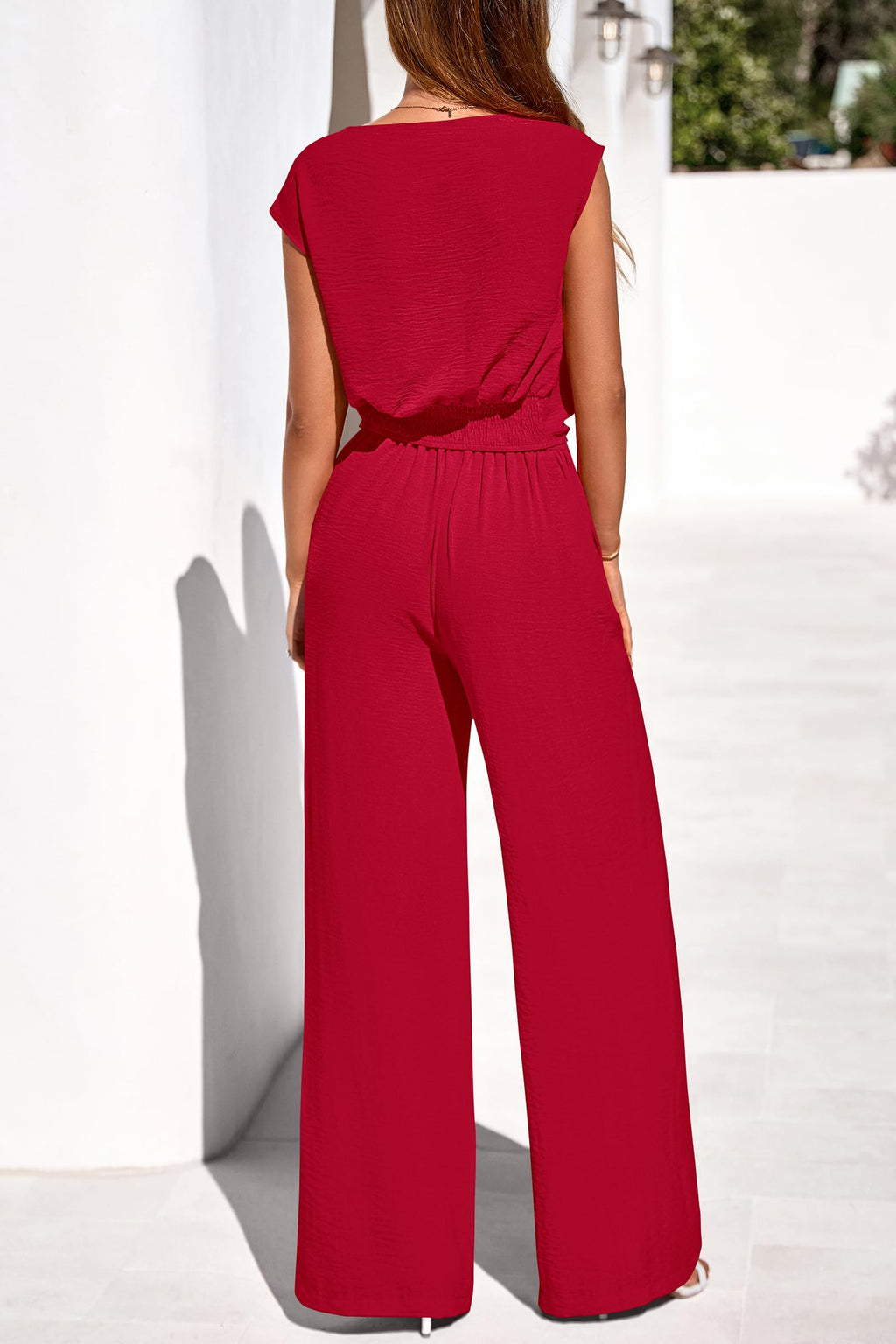 PRETTYGARDEN Women 2 Piece Lounge Sets Casual Summer Outfits Cap Sleeve Strappy Crop Tops Wide Leg Pant Tracksuit